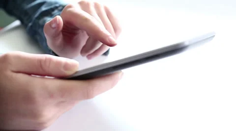 Working on digital tablet HD 1080i Stock Footage 36757629