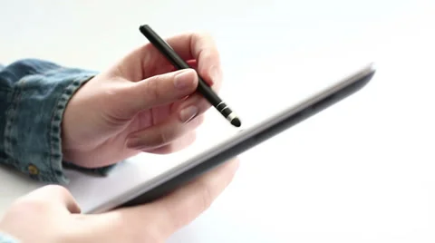 Working on digital tablet HD 1080i Stock Footage 36757794