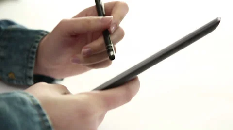 Working on digital tablet HD 1080i Stock Footage 36758137