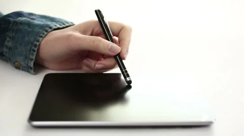 Working on digital tablet HD 1080i Stock Footage 36758611