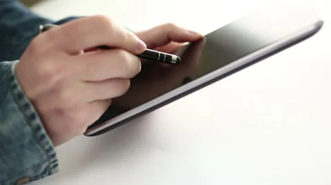 Working on digital tablet HD Dolly 1080i Stock Footage 36758628