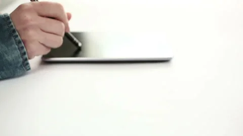 Working on digital tablet HD Dolly 1080i Stock Footage 36759112