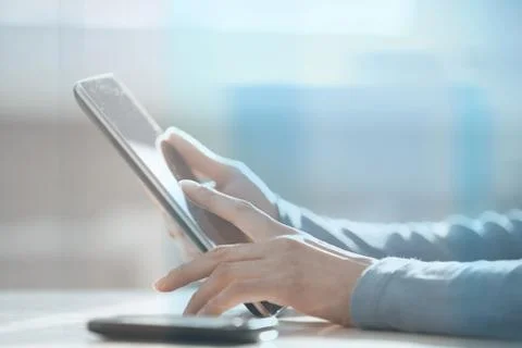 Working with digital tablet Stock Photos