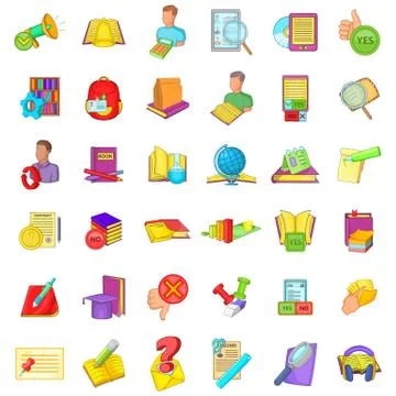Working document icons set, cartoon style Illustrazione stock