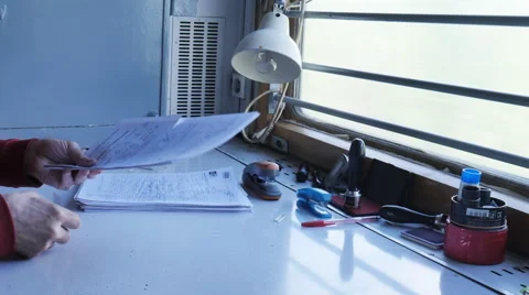 Working with documents in a mail car timelapse Stock Footage 63814487