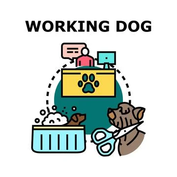 Working dog services concept for pet care business Stock Illustration