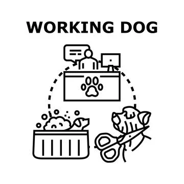 Working dog services concept for pet care business Stock Illustration
