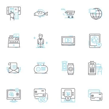 Working doing linear icons set. Laboring, Tasking, Occupying, Employed Stock Illustration