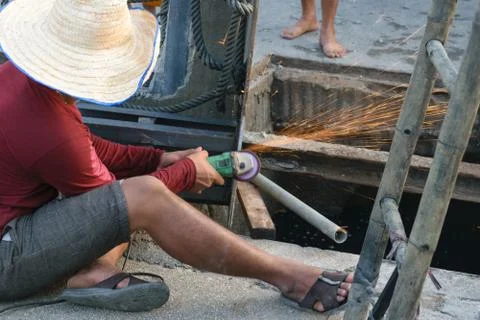 Working for drain cleaning Stock-Fotos