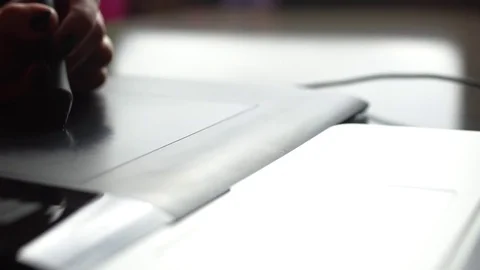 Working with Drawing tablet for a computer Stock Footage 69781230