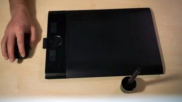 Working with Drawing tablet for a computer, Soft focus shot Stock Footage 85579606