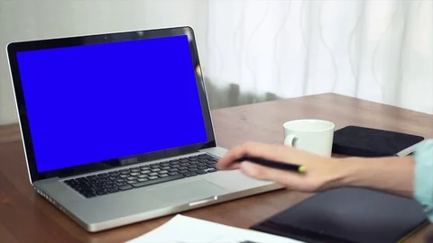 Working with Drawing tablet for a laptop computer. Freelance designer working Stock Footage 81879456