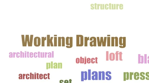 Working Drawing Tag Cloud Animated Isolated On White 스톡 동영상 107206602