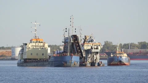 Working dredger Stock Footage 54650622