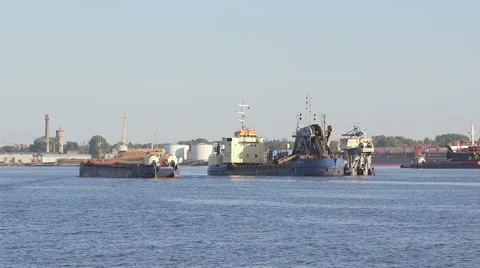 Working dredger Stock Footage 54650697