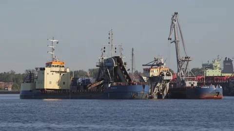 Working dredger Stock Footage 54650758