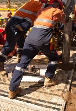 Working on a Drilling Rig Foto stock