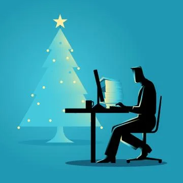 Working during Christmas Stock Illustration