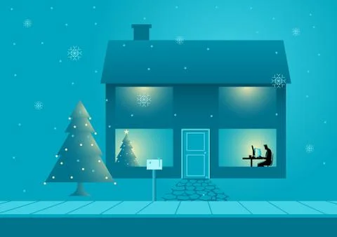Working during Christmas Stock Illustration