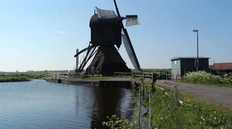 A working Dutch windmill Stock Footage 37281255