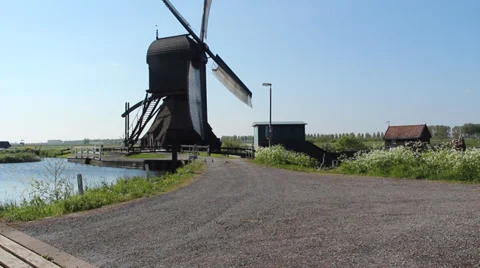 A working Dutch windmill Stock Footage 37281275