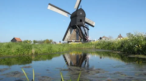 A working Dutch windmill Stock Footage 37281343