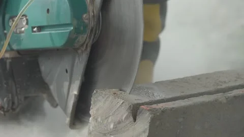 Working of Electric concrete saw machine. Stock Footage 138412059