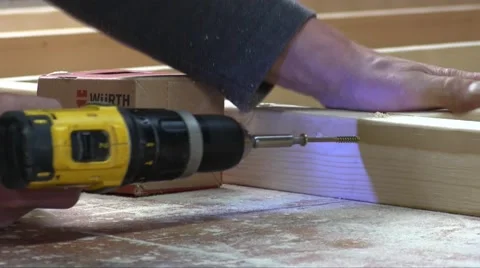 Working With Electric Screw Gun Stock Footage 56265353