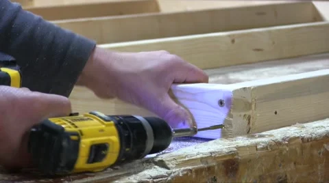 Working With Electric Screw Gun Stock Footage 56265546