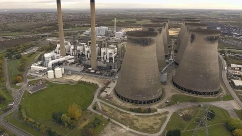 Working electrical power station, aerial view Video stock 70109738