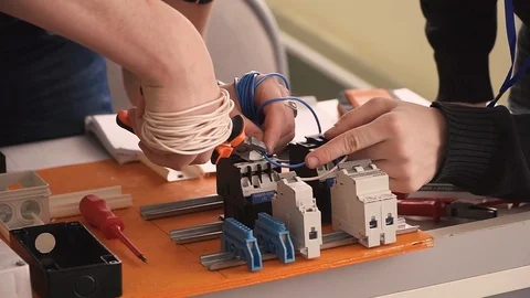 Working with electronic constructor Stock Footage 86856460