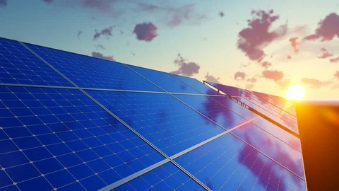 Working energy batteries, close up at sunset Stock Footage 107542975