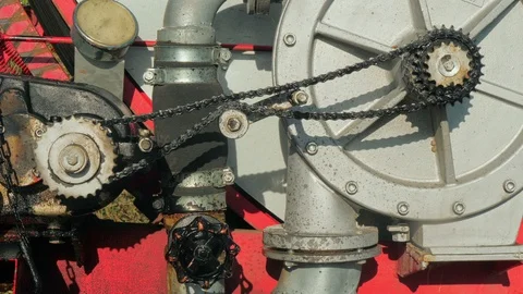 Working engine and gearbox from gears wheels Stock Footage 96007866