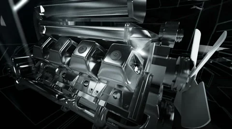 Working Engine Inside and Outside Stock Footage 44496404