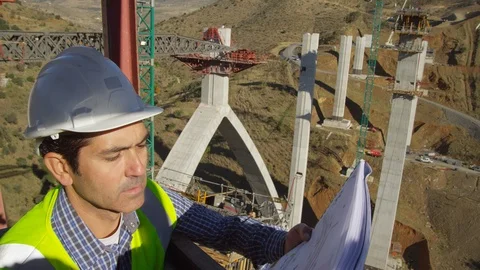 Working, Engineer, Construction, Construction Site, Latin, American, And, Stock Footage 95816834