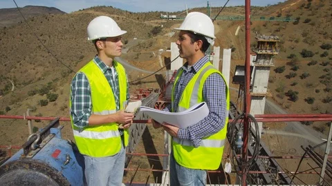 Working, Engineer, Construction, Construction Site, Medium Shot, Lockdown, 20 Stock Footage 95817128