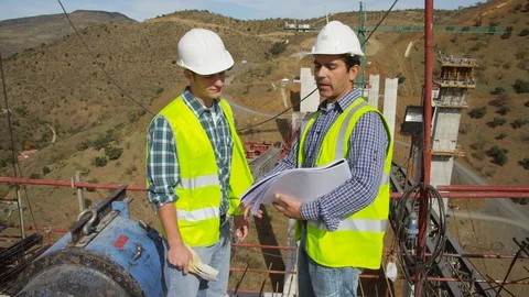 Working, Engineer, Construction, Construction Site, Standing, Talking, Teamwork, Stock Footage 95817137