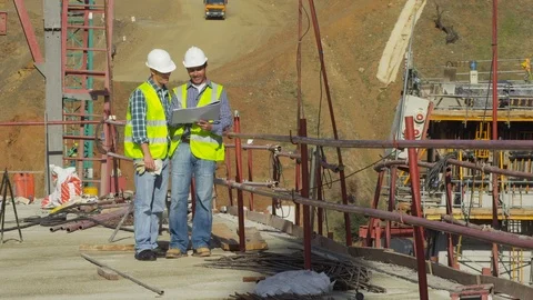 Working, Engineer, Construction, Construction Site, Wide Shot, Lockdown, 20 Stock Footage 95817331