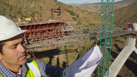 Working, Engineer, Construction, Construction Site, Latin, American, And, Video stock 95846883