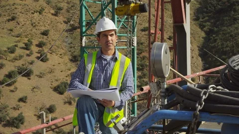 Working, Engineer, Construction, Construction Site, Medium Shot, Lockdown, 20 Stock Footage 95847418