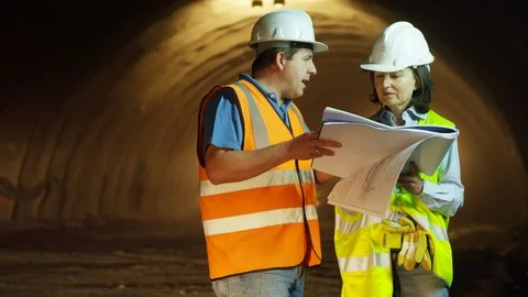 Working, Engineer, Construction, Construction Site, Medium Shot, Lockdown, 10 Stock Footage 95851773