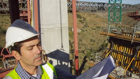 Working, Engineer, Construction Site, Construction, Latin, American, And, Stock Footage 95816724