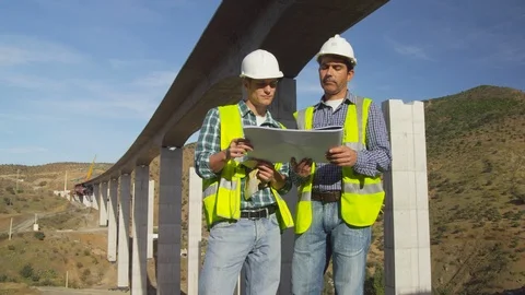 Working, Engineer, Construction Site, Construction, Latin, American, And, Stock Footage 95847883