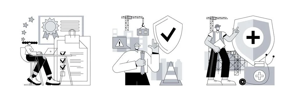 Working environment abstract concept vector illustrations. Stock Illustration