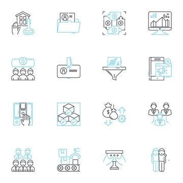 Working environment design linear icons set. Ergonomics, Ambience, Productivity Stock Illustration