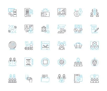 Working environment design linear icons set. Ergonomics, Ambience, Productivity Stock Illustration