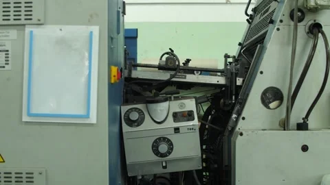 Working equipment on conveyor line in printing house, typography. Stock Footage 262545320