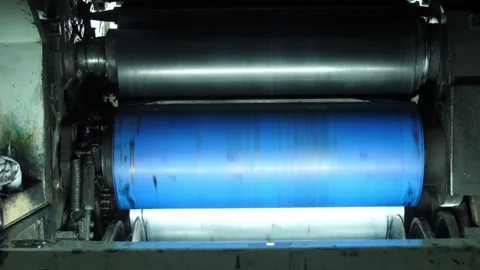 Working equipment on conveyor line in printing house, typography. Stock Footage 262545702