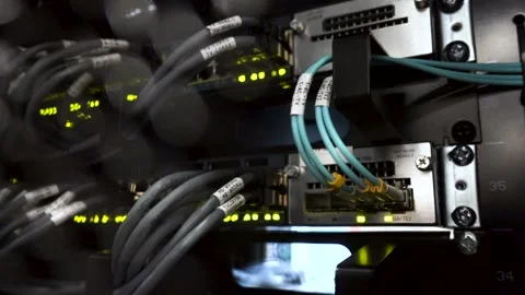 Working Ethernet server. There is a small noise. RJ45 Video stock 86978688