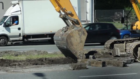 Working Excavator Bucket Stock-Footage 91699597